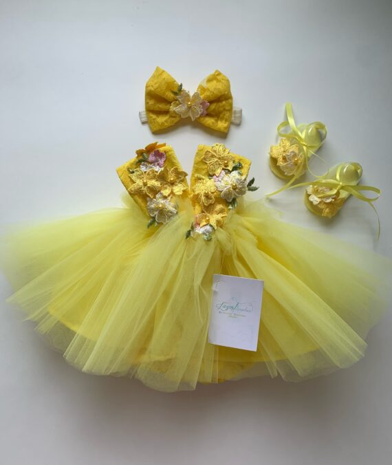 Vestido amarillo de tulle tamaño recién Nacida