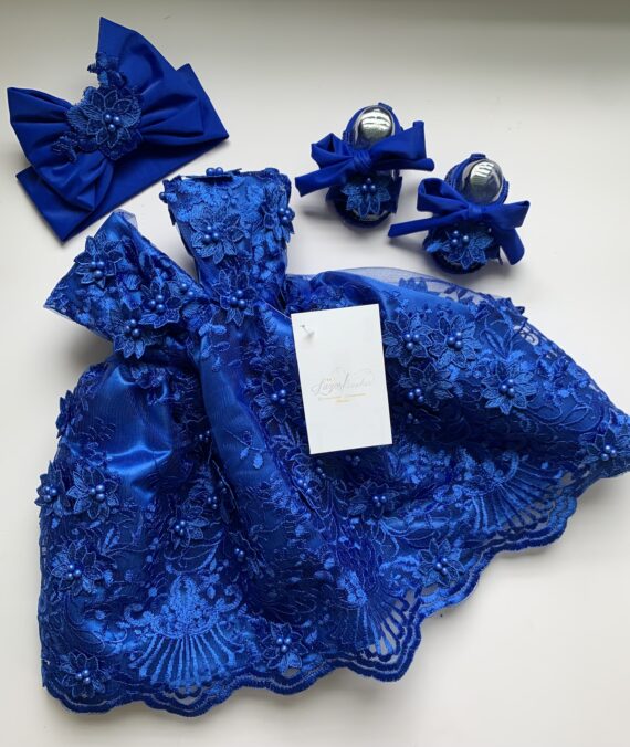 Vestido recién nacida azul royal (envío de 1 a 2 semanas)