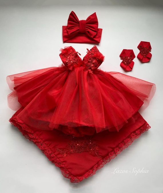 Vestido rojo con sabana size recien nacida (envió de 1 a 2 semanas)