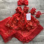 Set completo rojo floral(recién nacida)
