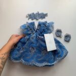 Vestido color azul y Plata recién nacida