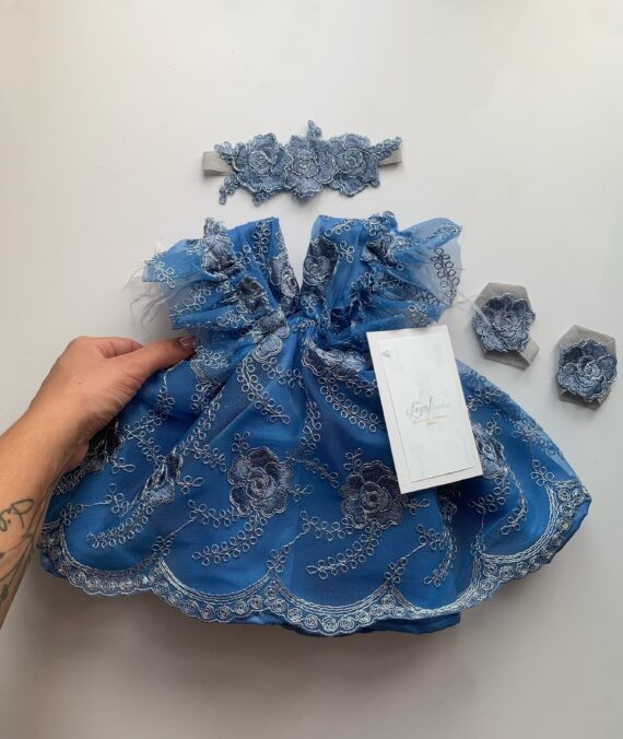 Vestido color azul y Plata recién nacida