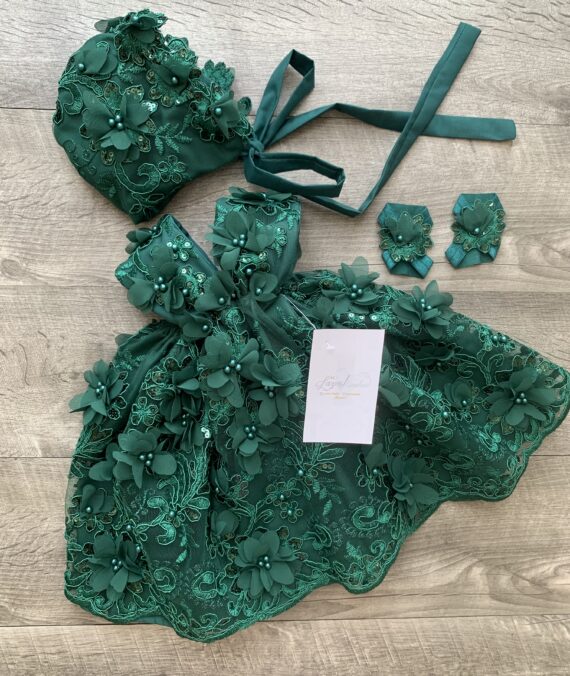 Vestido verde,recién nacida (envio 2 semanas)