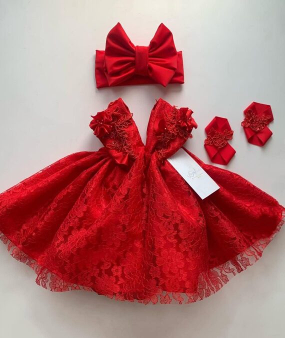 Vestido recién nacida rojo.Envio sale de 2 a 3 semanas.